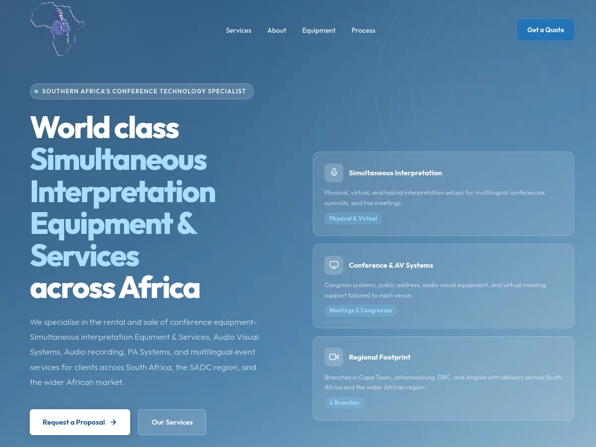 MA Africa Conference Rentals website